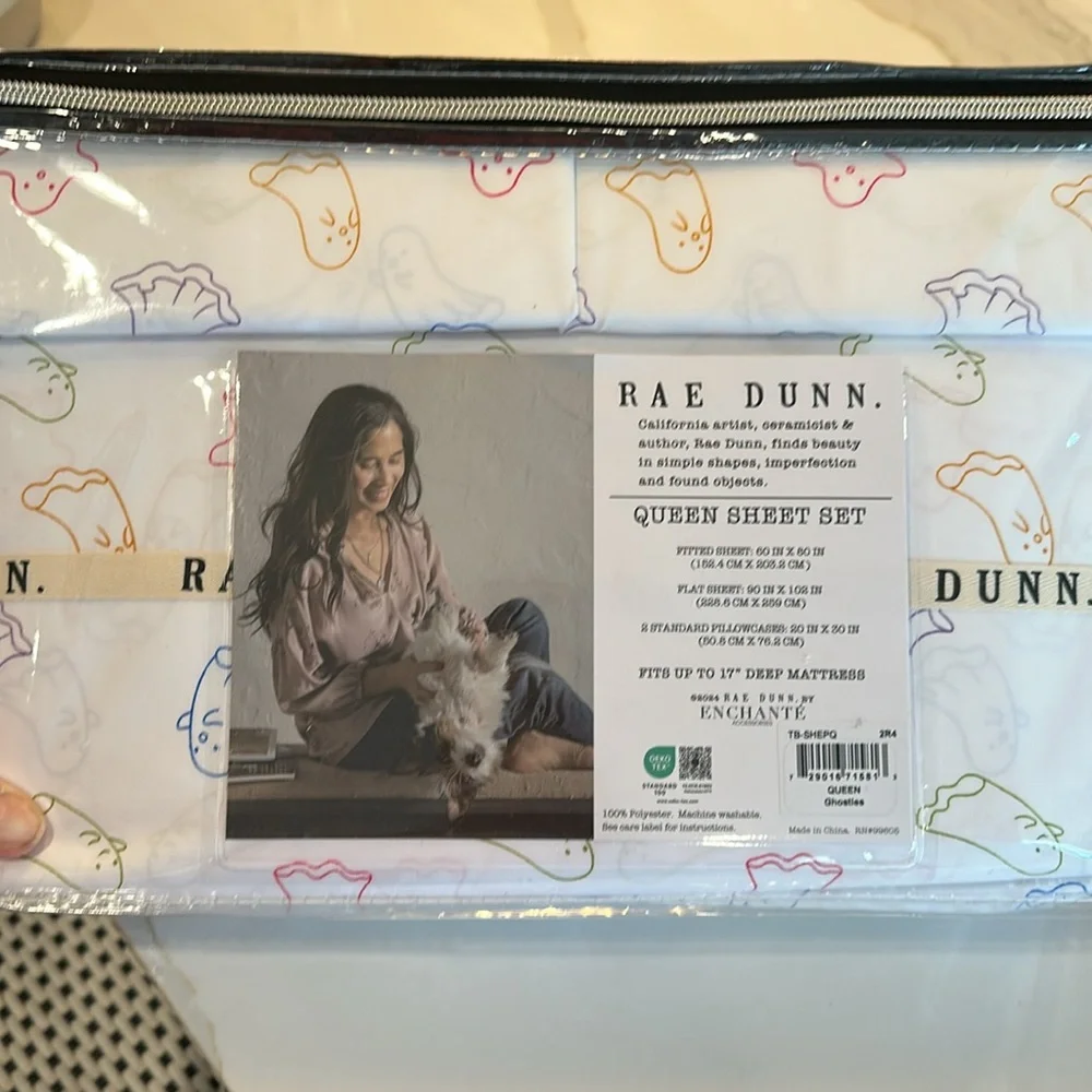 Rae Dunn Halloween Queen Sized Ghost sheet set 🎃 👻 NWT